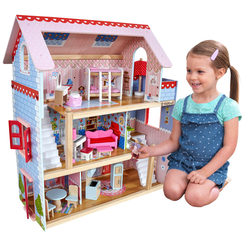 KidKraft Chelsea Doll Cottage Wooden Dollhouse with 16 Accessories for 5 Inch Dolls Reviews Wayfair